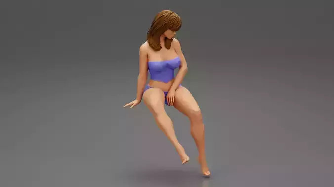 Beautiful Woman Sitting On Stool 3D print model