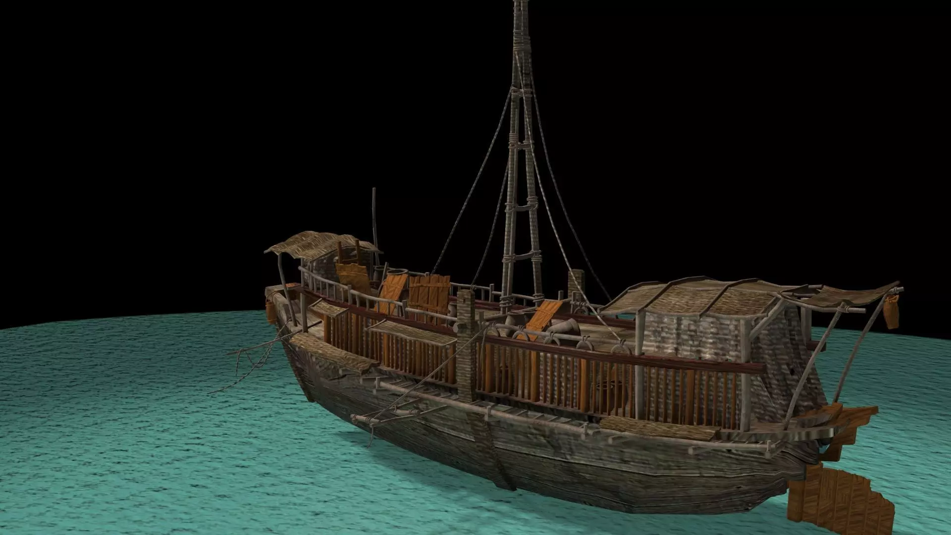 Chinese junk boat 3D model_0