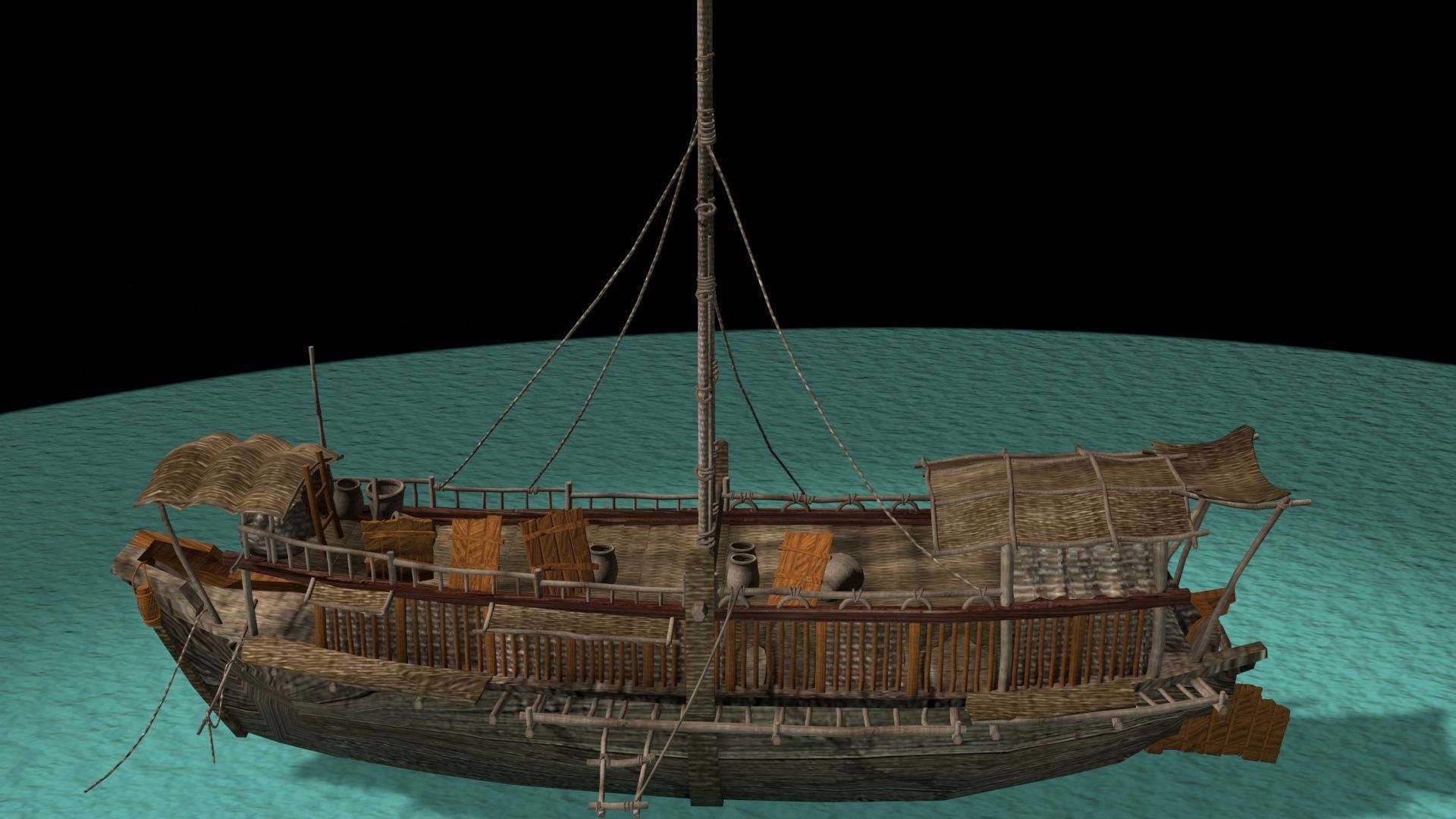 Chinese junk boat 3D model_3