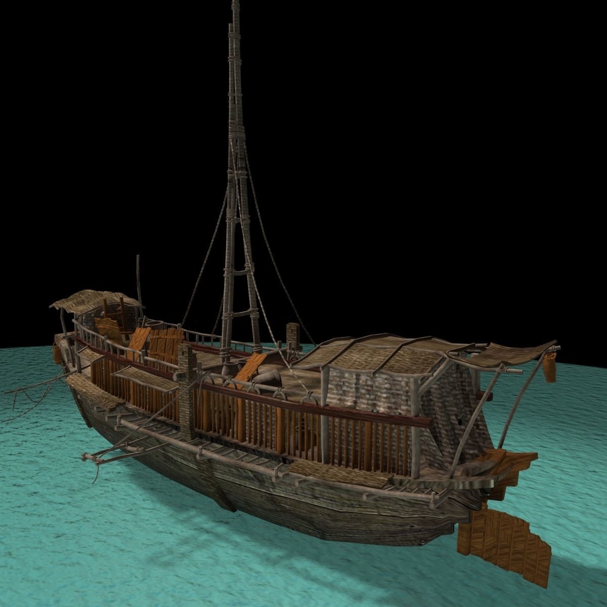 Chinese junk boat 3D model_5