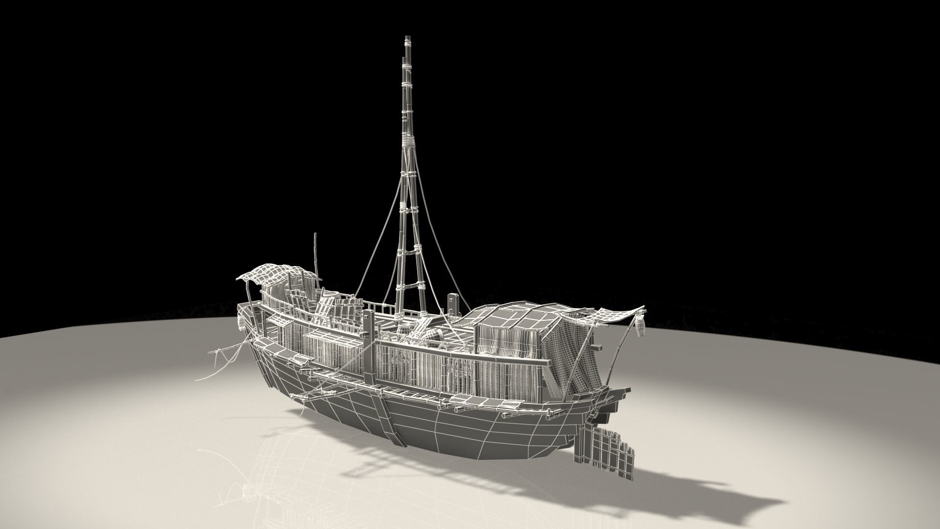 Chinese junk boat 3D model_6