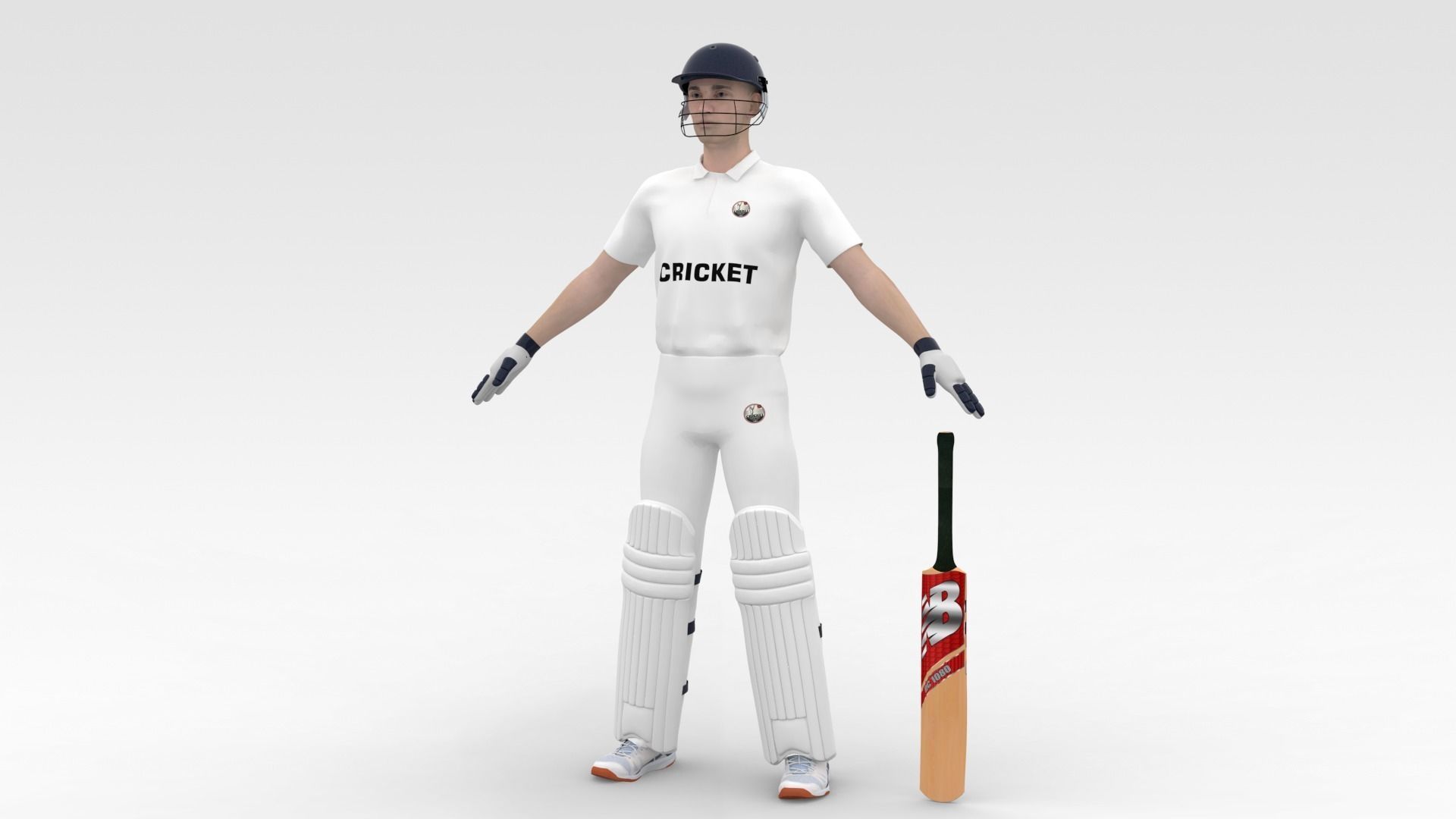 Cricket Batsman V2 3D model_2
