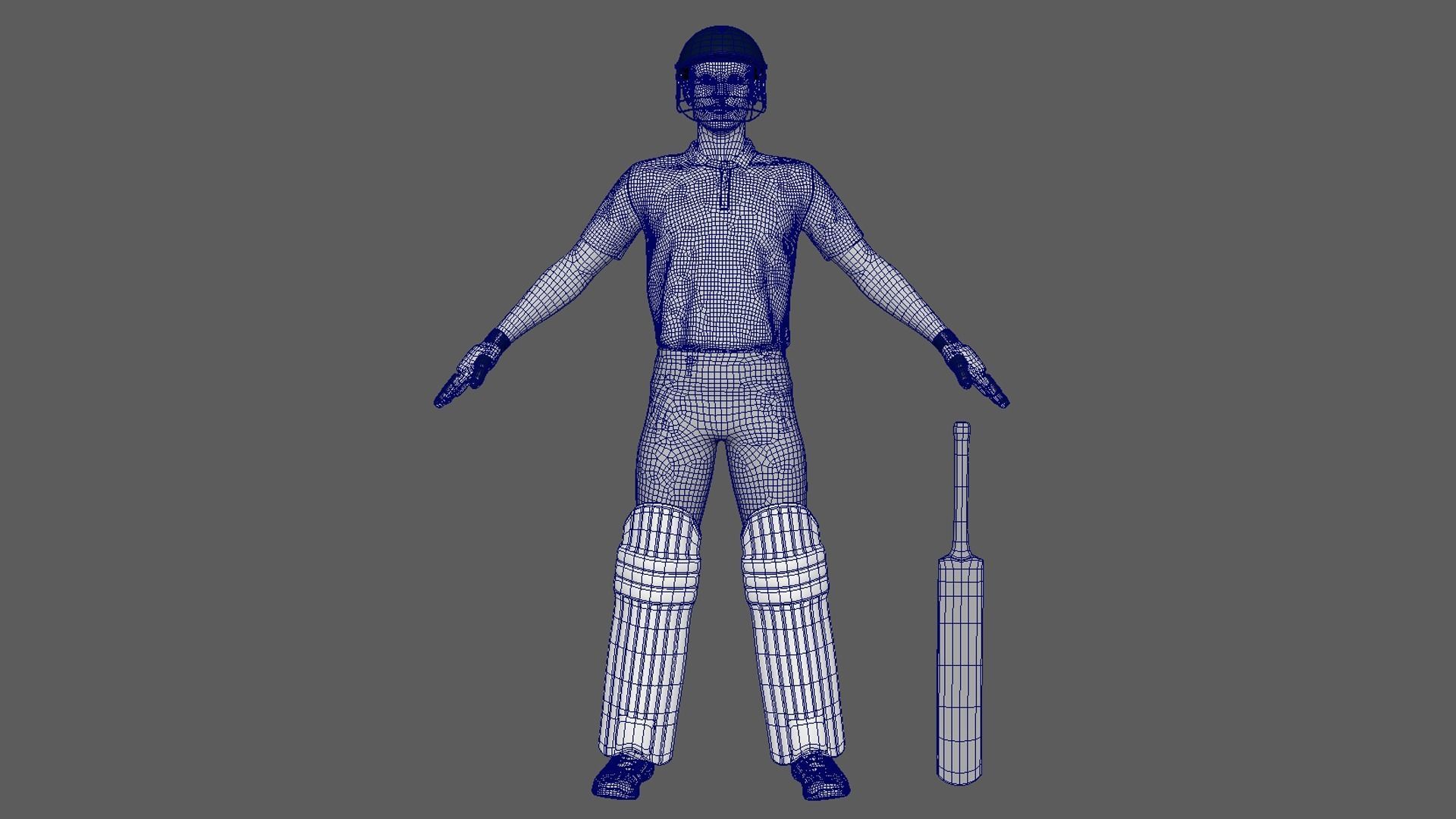 Cricket Batsman V2 3D model_8
