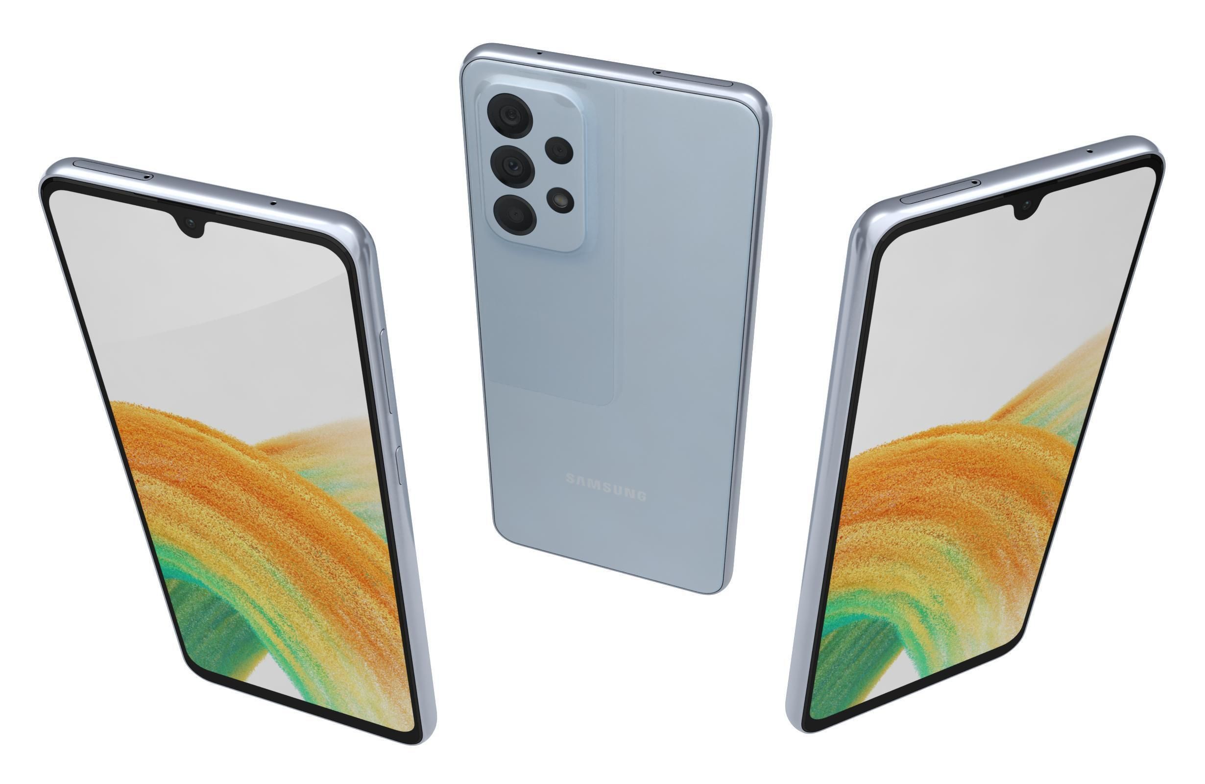 Samsung Galaxy A33 5G Blue Low-poly 3D model_1