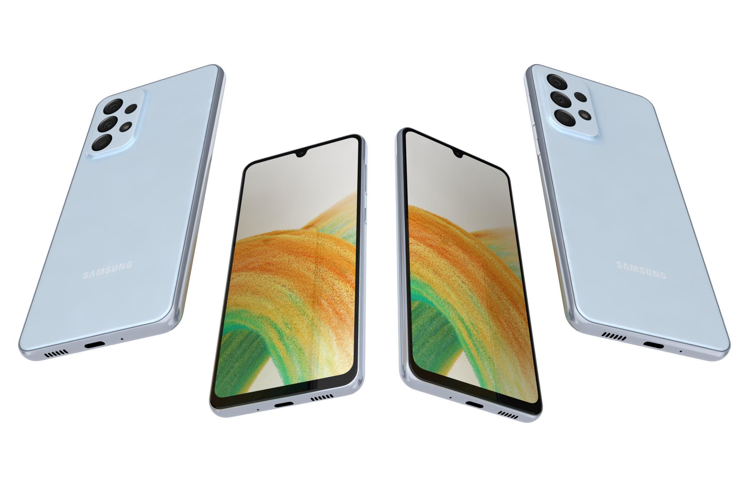 Samsung Galaxy A33 5G Blue Low-poly 3D model_5