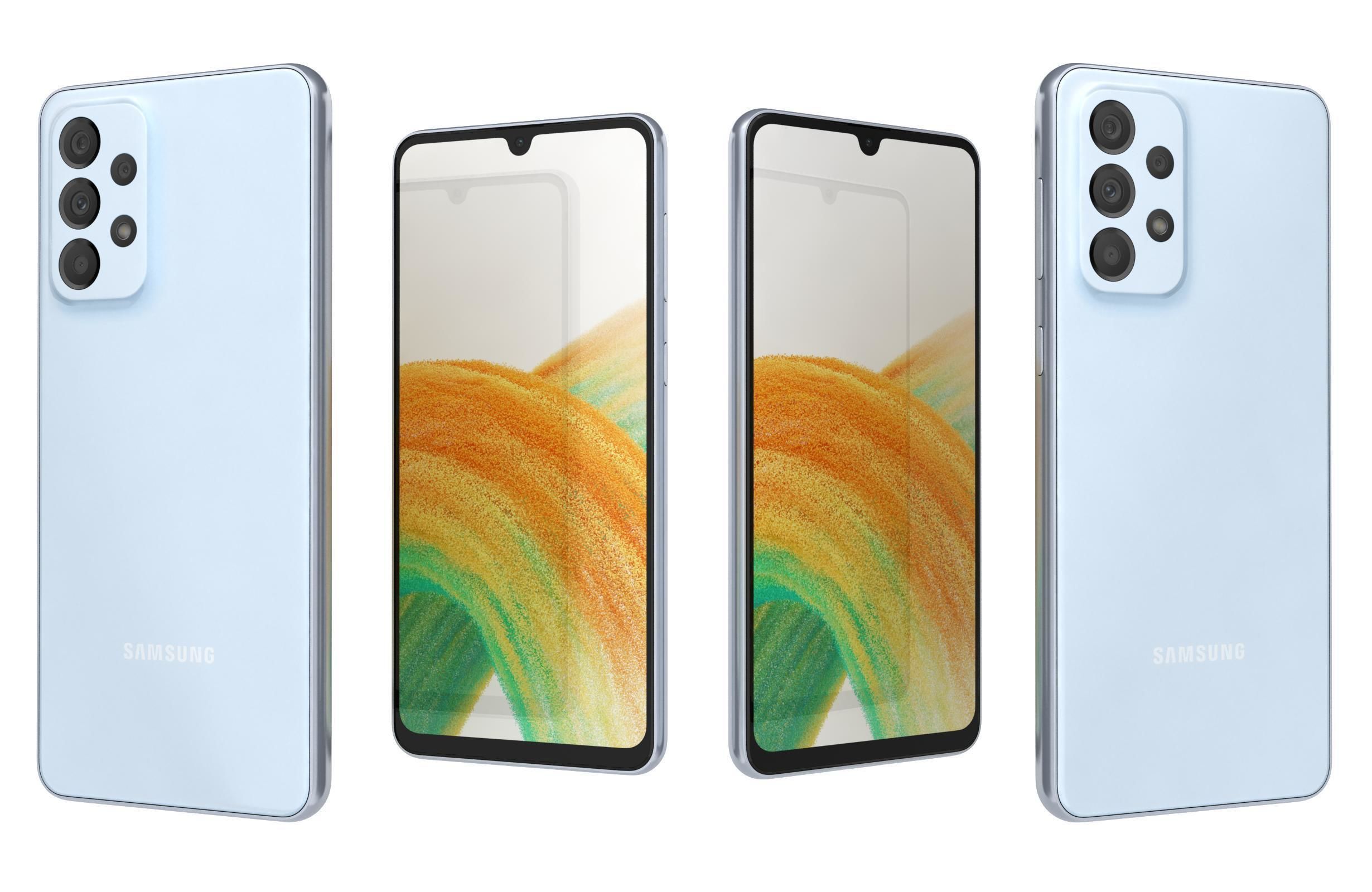 Samsung Galaxy A33 5G Blue Low-poly 3D model_3