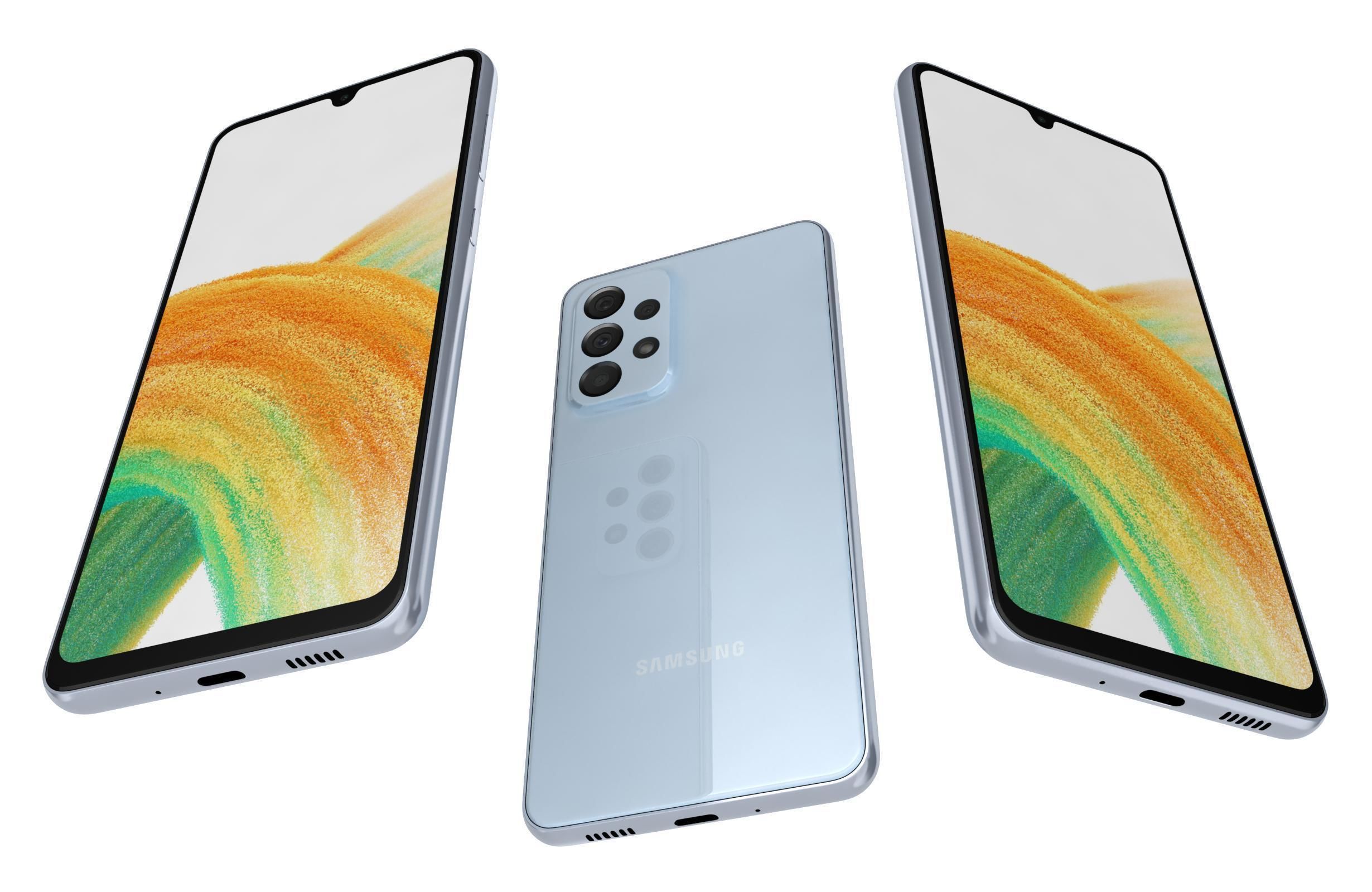 Samsung Galaxy A33 5G Blue Low-poly 3D model_2