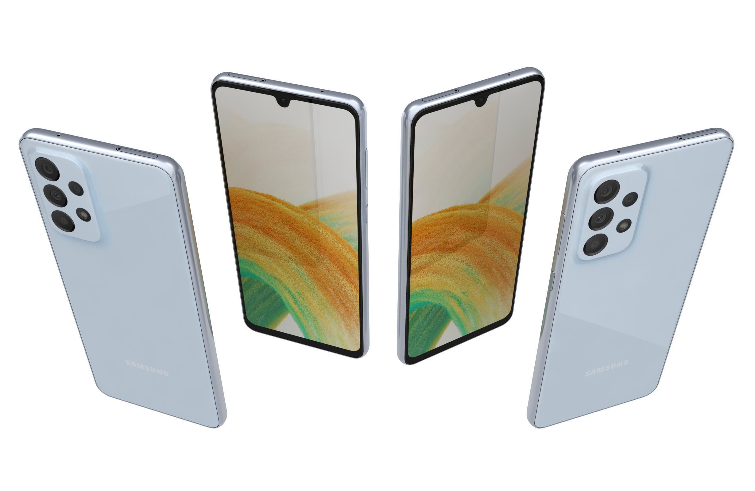 Samsung Galaxy A33 5G Blue Low-poly 3D model_4