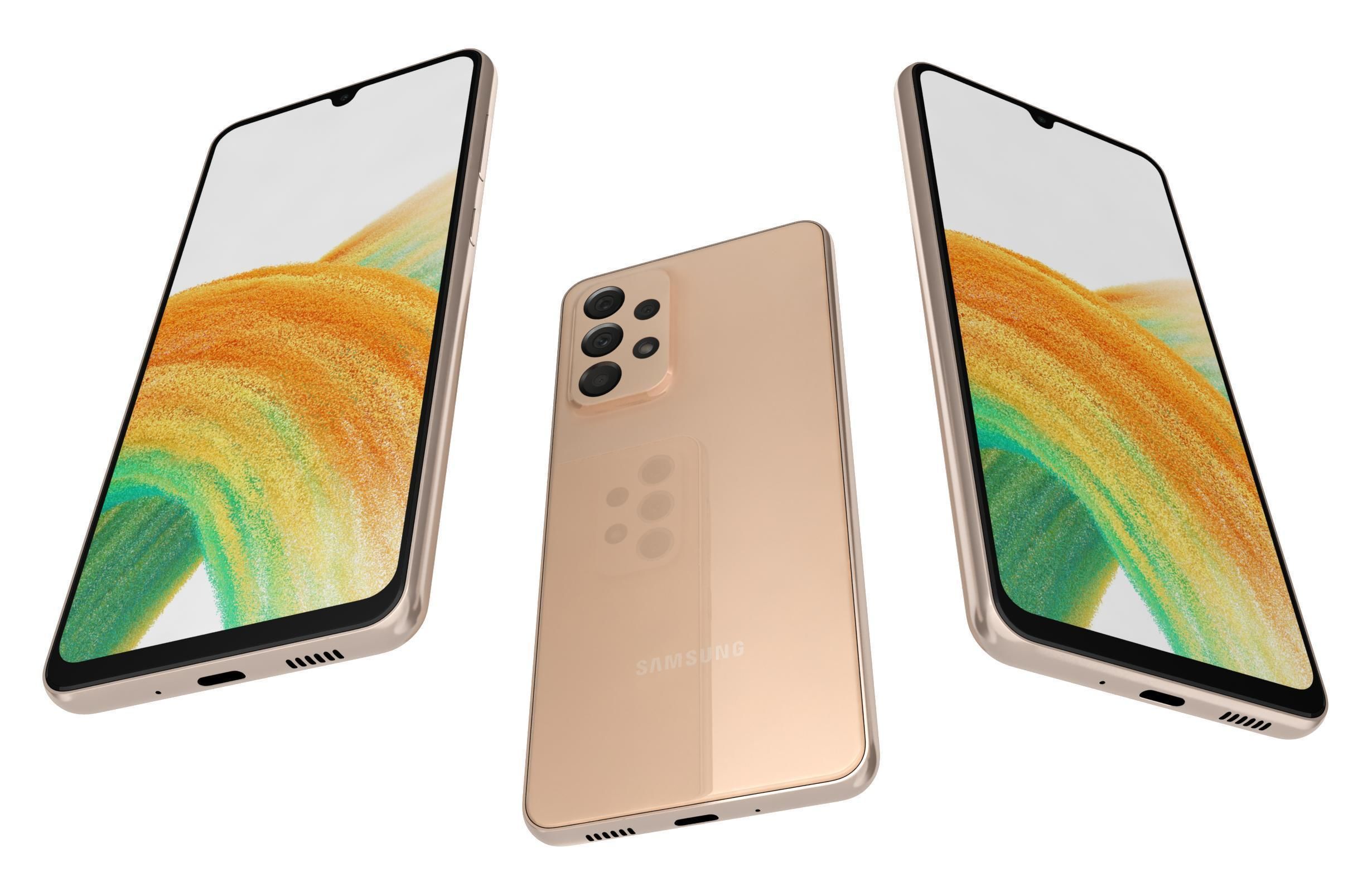 Samsung Galaxy A33 5G Peach Low-poly 3D model_2