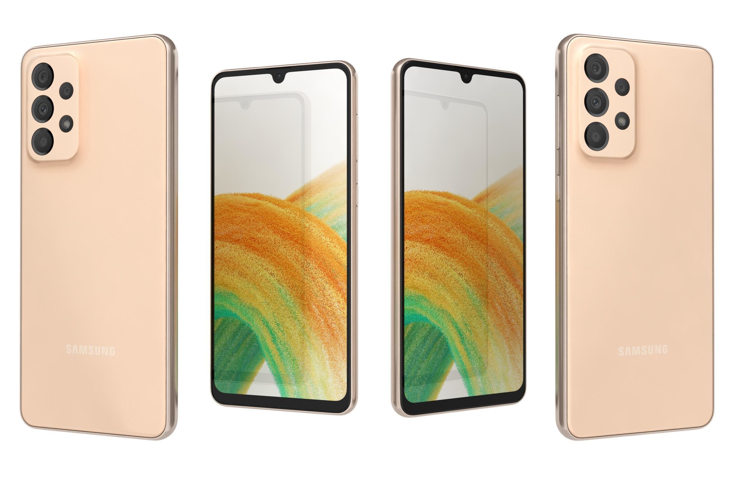 Samsung Galaxy A33 5G Peach Low-poly 3D model_3
