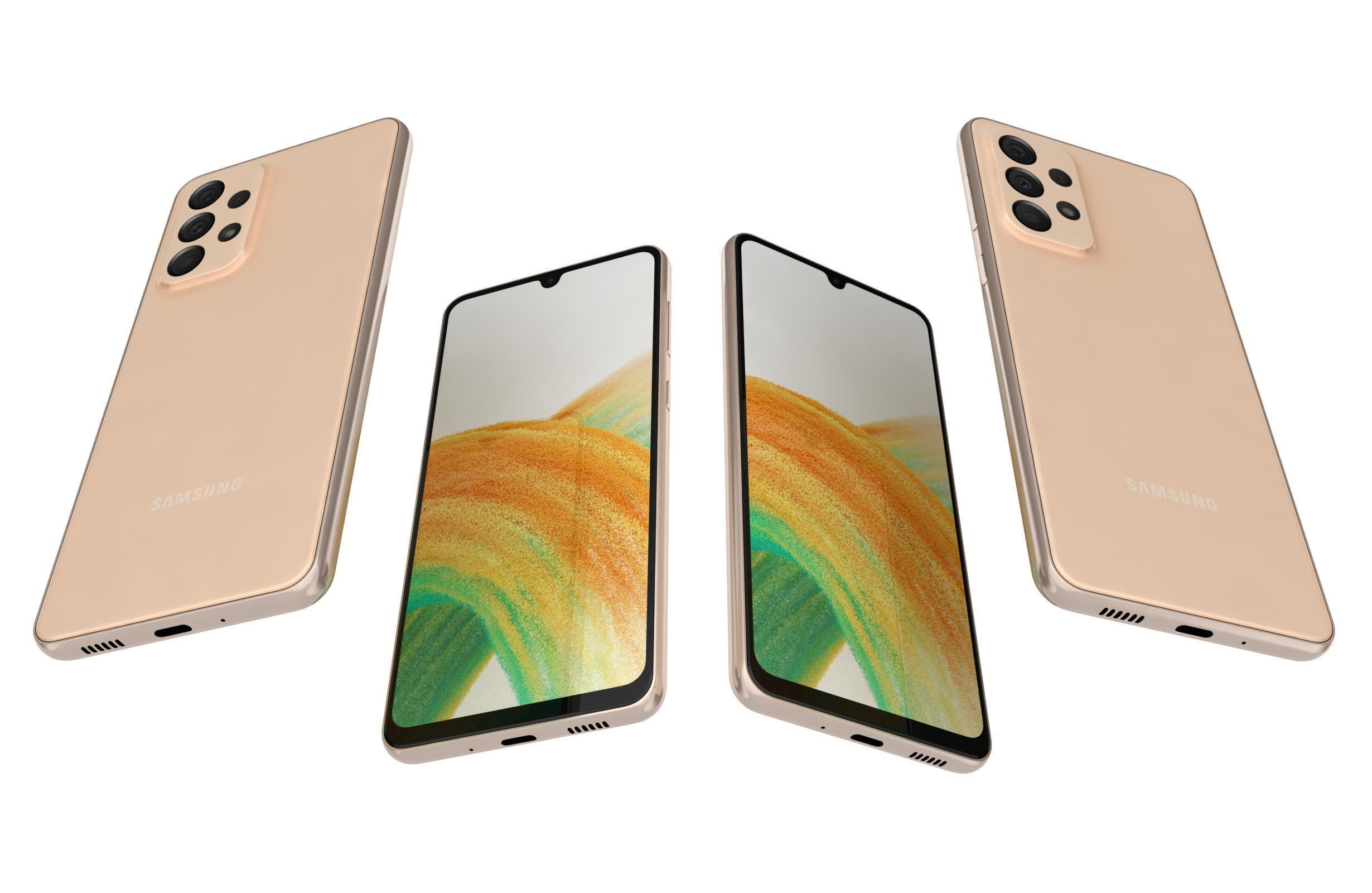 Samsung Galaxy A33 5G Peach Low-poly 3D model_5