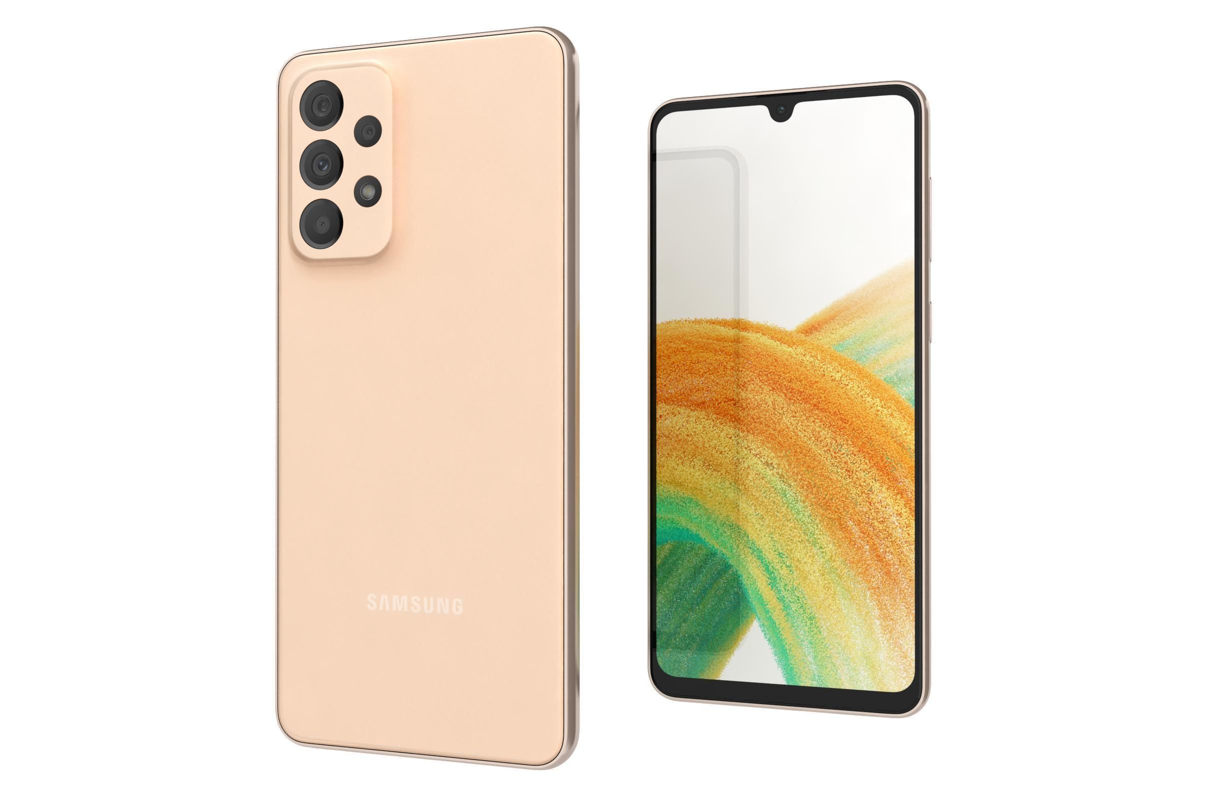 Samsung Galaxy A33 5G Peach Low-poly 3D model_15