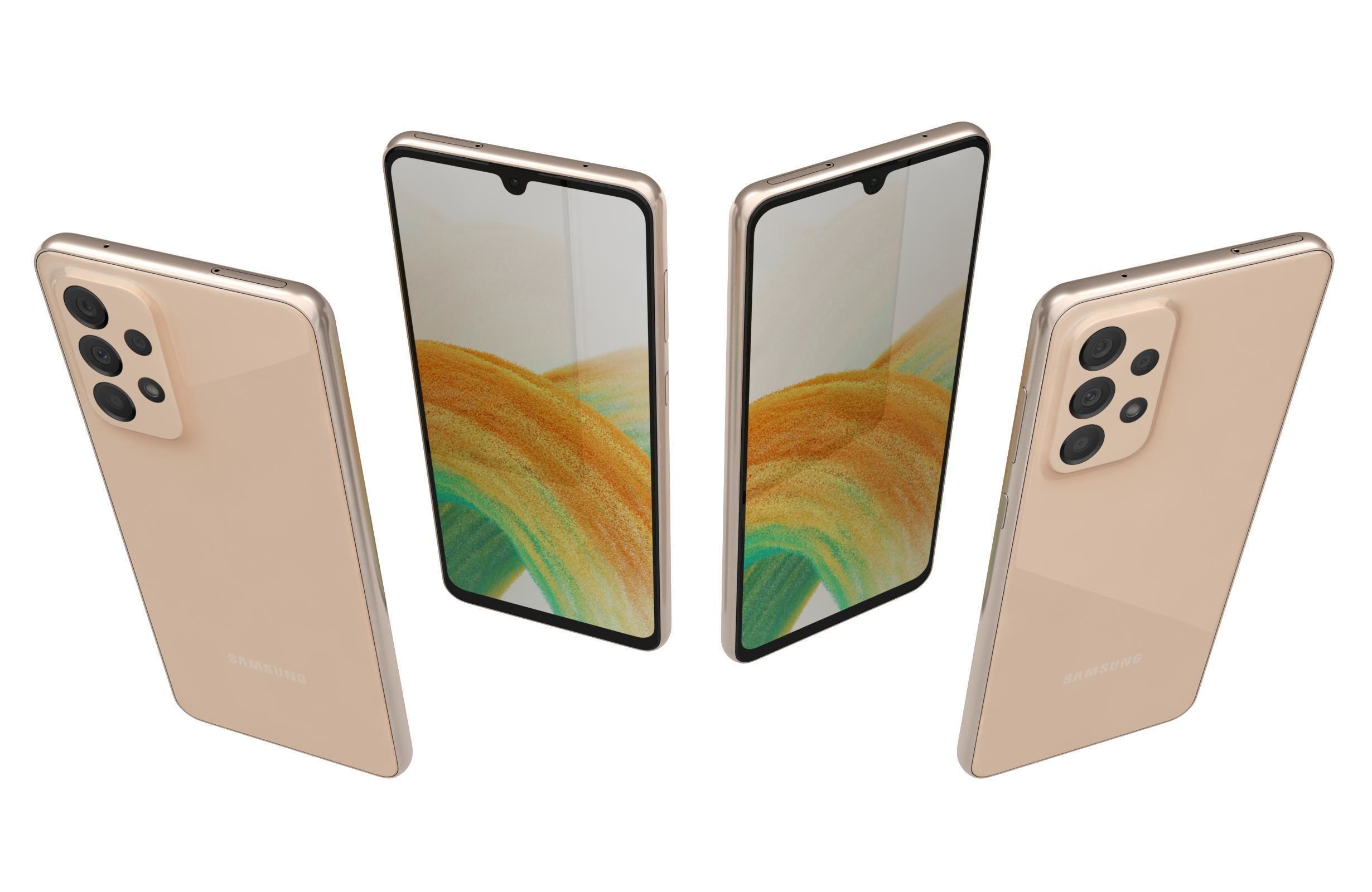 Samsung Galaxy A33 5G Peach Low-poly 3D model_4