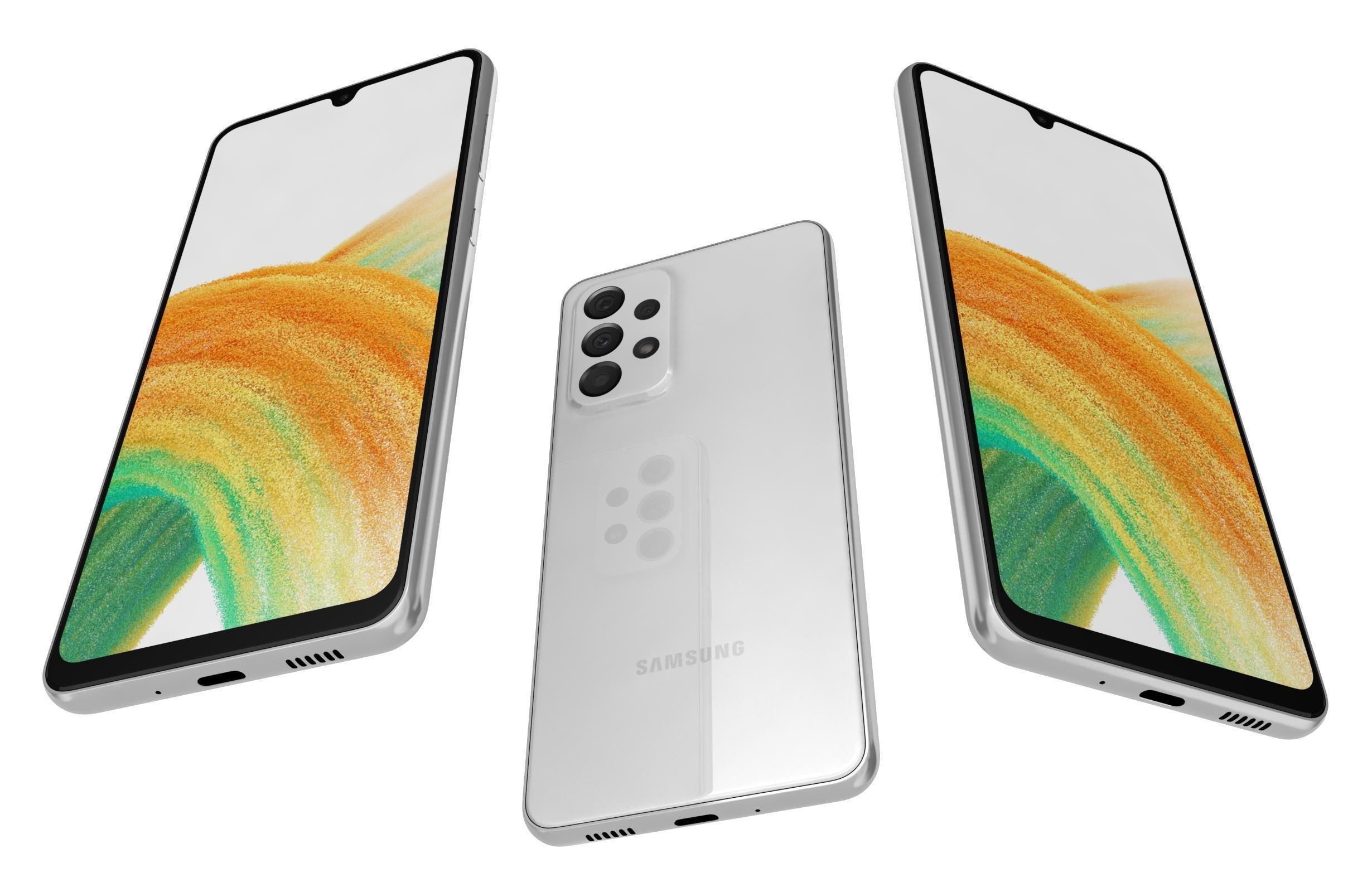 Samsung Galaxy A33 5G White Low-poly 3D model_2