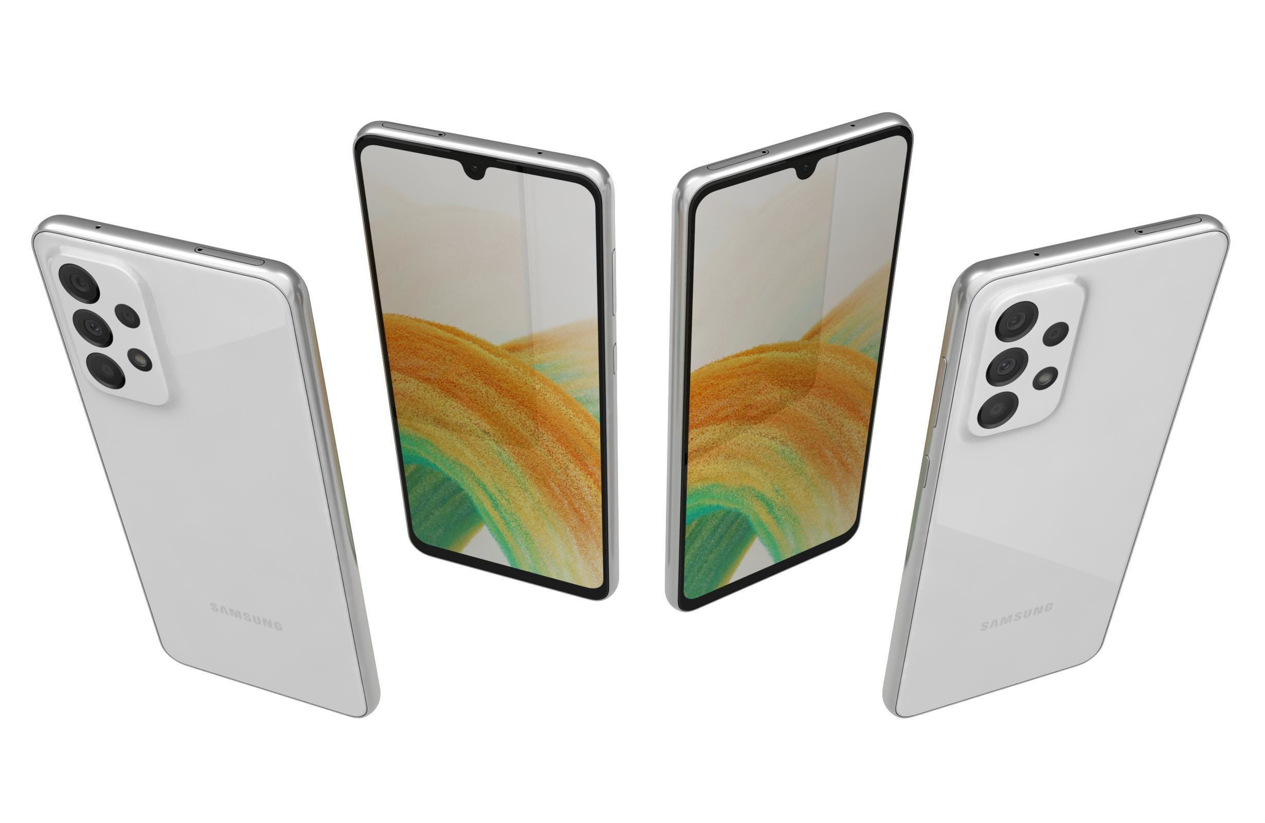 Samsung Galaxy A33 5G White Low-poly 3D model_4