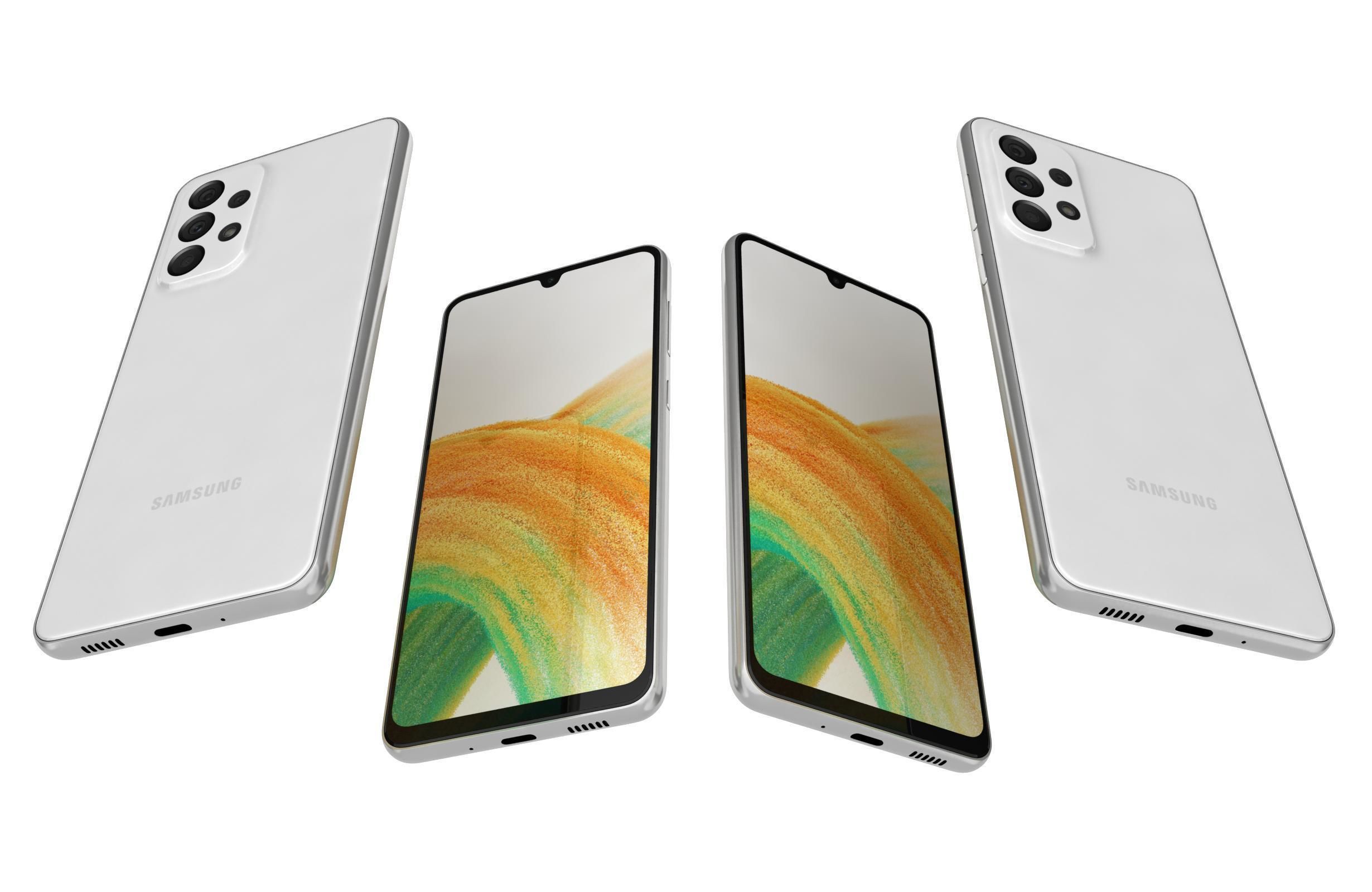 Samsung Galaxy A33 5G White Low-poly 3D model_5