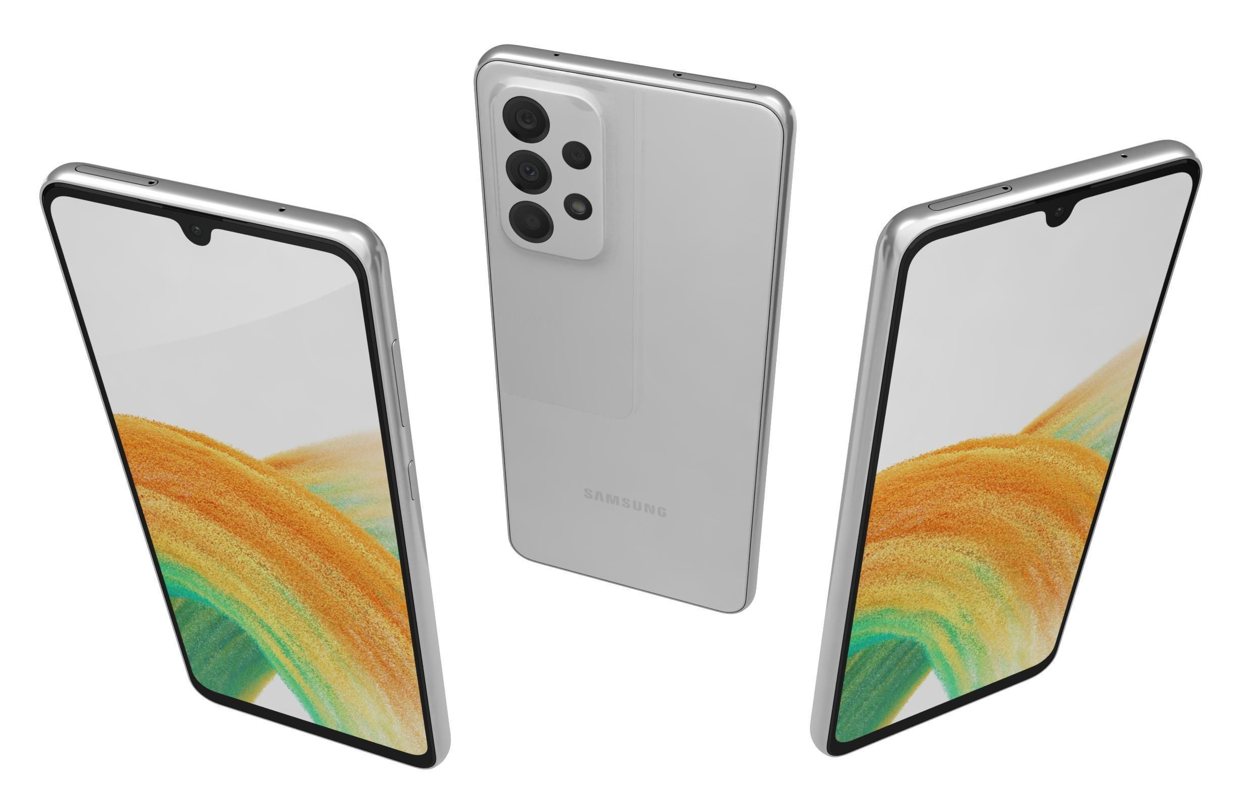 Samsung Galaxy A33 5G White Low-poly 3D model_1