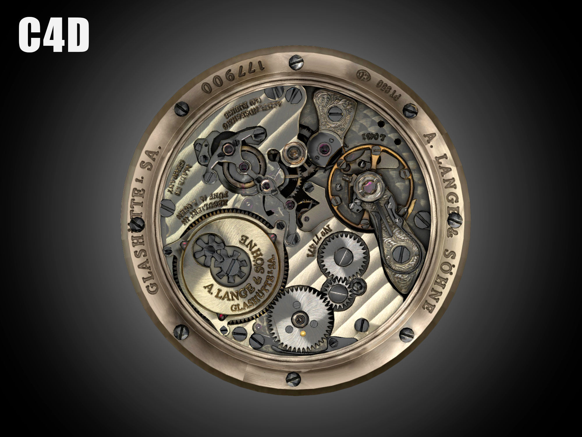 Watch mechanism 4 Low-poly 3D model_16