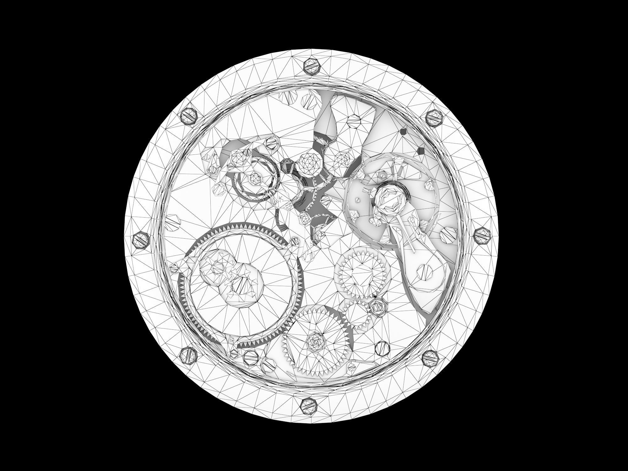Watch mechanism 4 Low-poly 3D model_10
