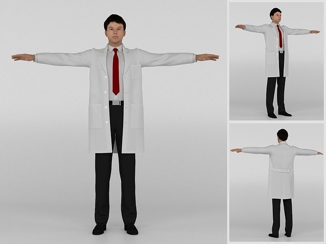 Doctor man in lab coat 3D model
