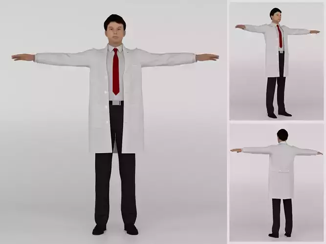 Doctor man in lab coat 3D model