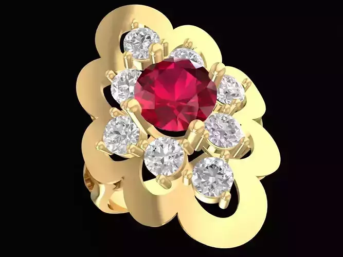 asian diamond fashion flower ring 3195