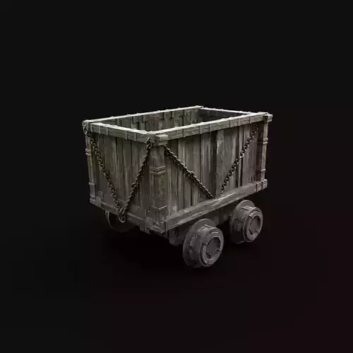 WAGON MINE QUARRY CAR CARGO COAL RAIL MINING TOOL Low-poly 3D model