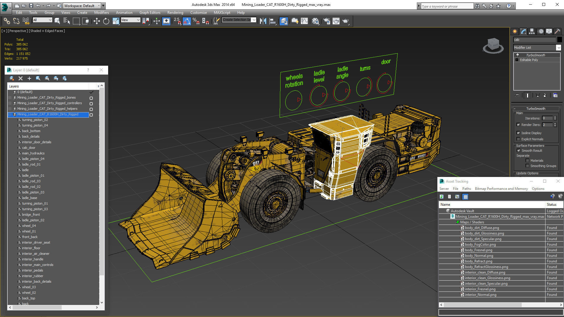 Mining Loader CAT R1600H Dirty Rigged 3D model_31