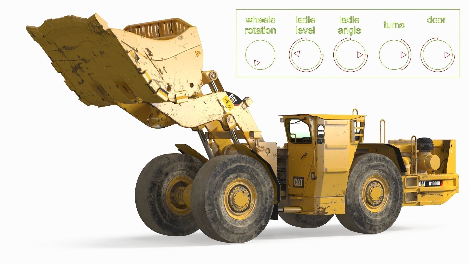 Mining Loader CAT R1600H Dirty Rigged 3D model_2