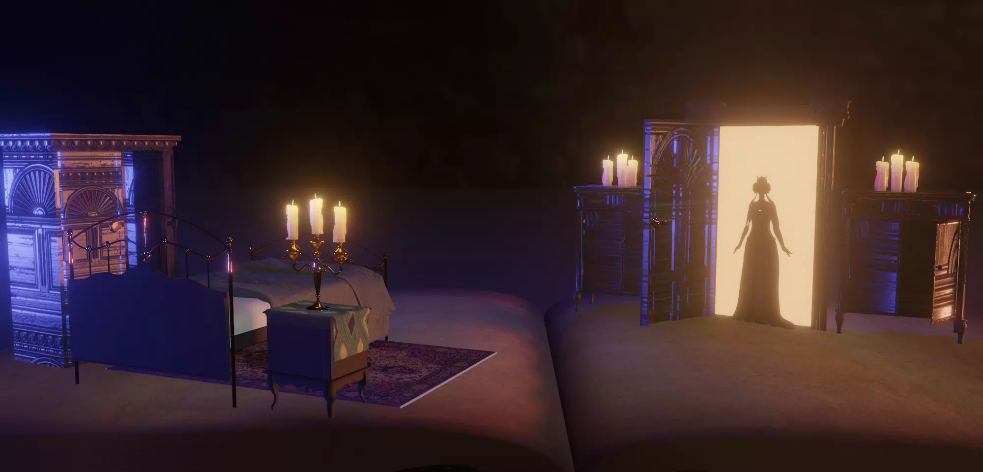 Horror Living Room - bedroom  Low-poly 3D model 3D model_0