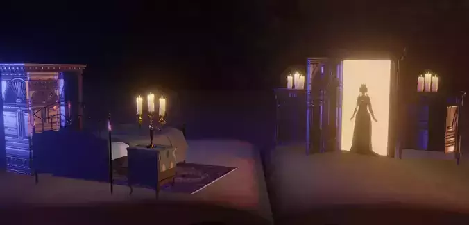 Horror Living Room - bedroom  Low-poly 3D model