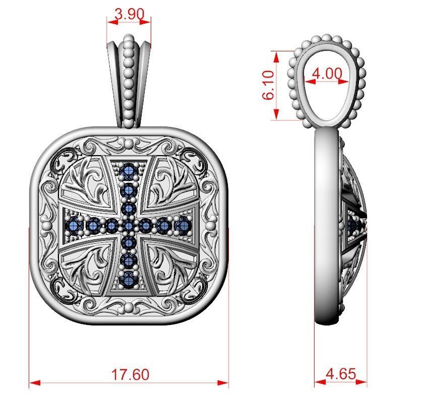 Pendant with patterns and a cross ancient stylish 693 3D print model_11