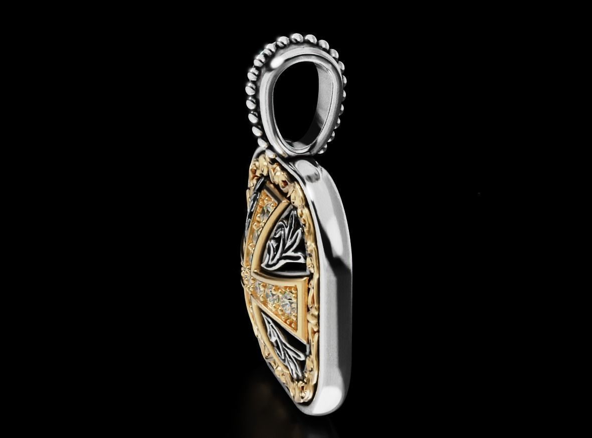 Pendant with patterns and a cross ancient stylish 693 3D print model_4