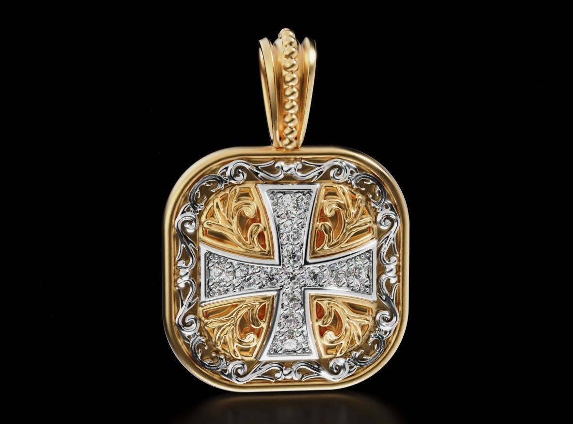 Pendant with patterns and a cross ancient stylish 693 3D print model_8