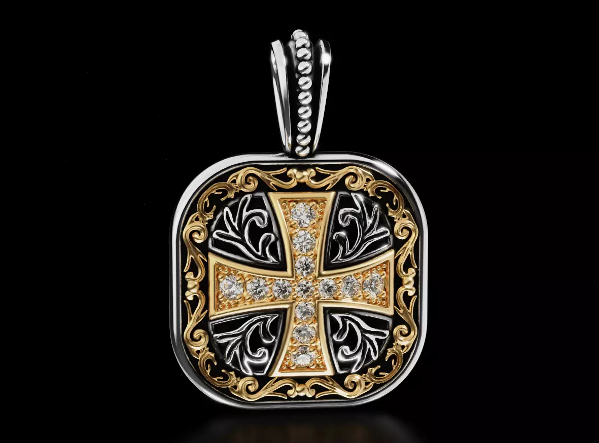 Pendant with patterns and a cross ancient stylish 693 3D print model_0