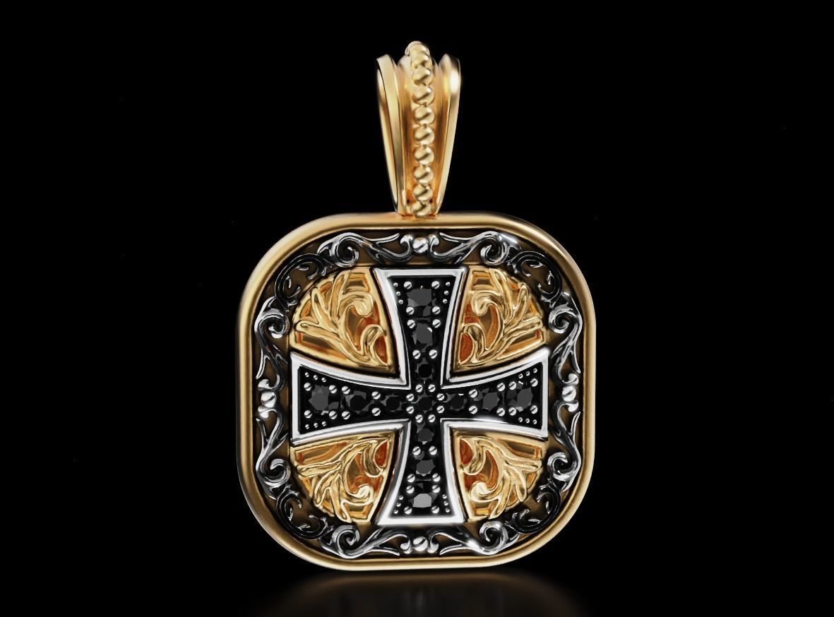 Pendant with patterns and a cross ancient stylish 693 3D print model_9