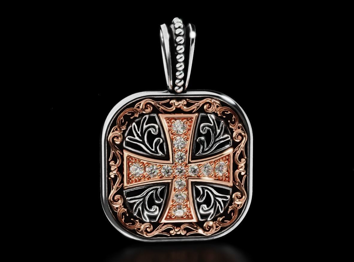 Pendant with patterns and a cross ancient stylish 693 3D print model_5