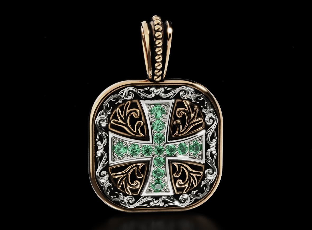 Pendant with patterns and a cross ancient stylish 693 3D print model_10