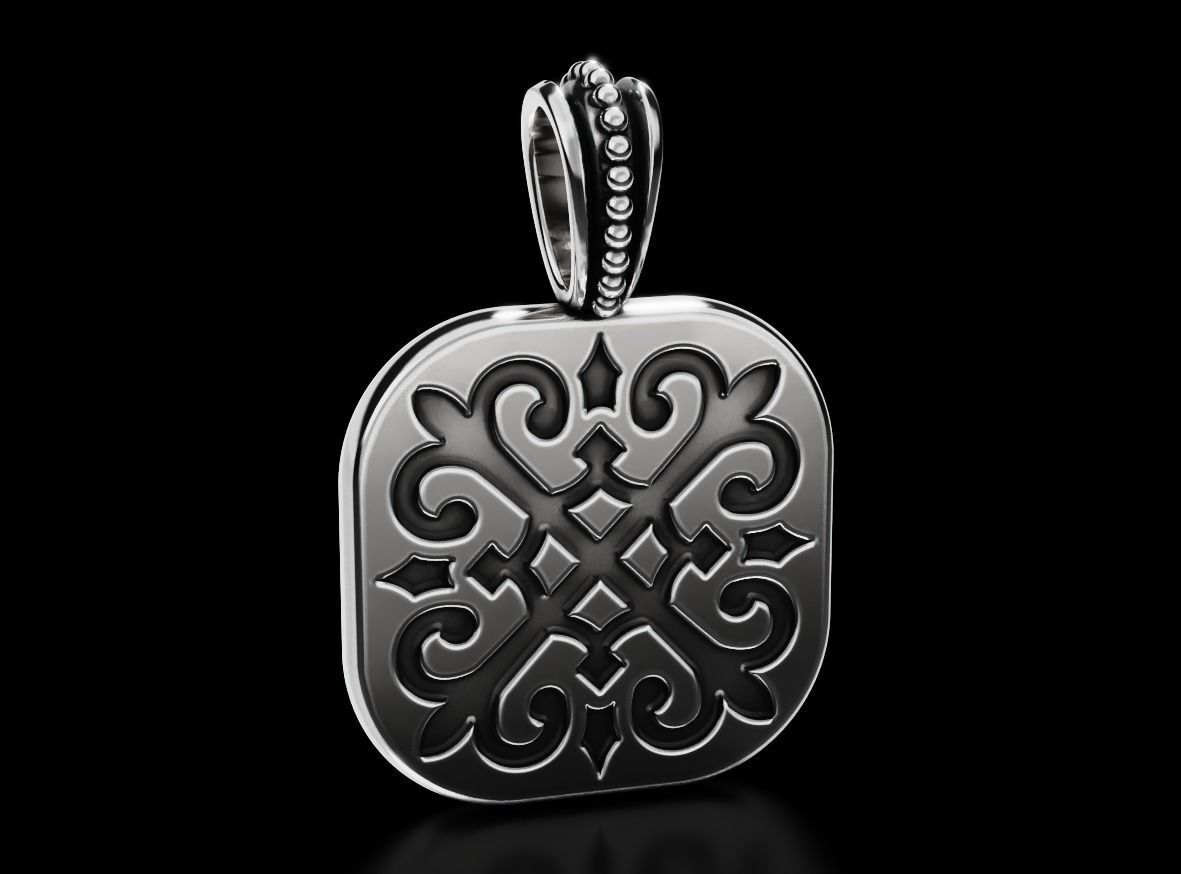 Pendant with patterns and a cross ancient stylish 693 3D print model_2