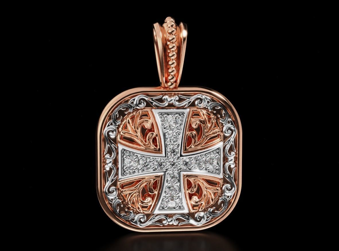Pendant with patterns and a cross ancient stylish 693 3D print model_7