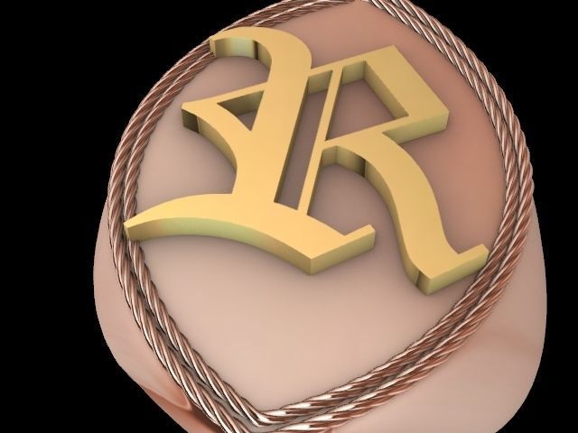 r alphabet ring stl ring verified 3D print model_1