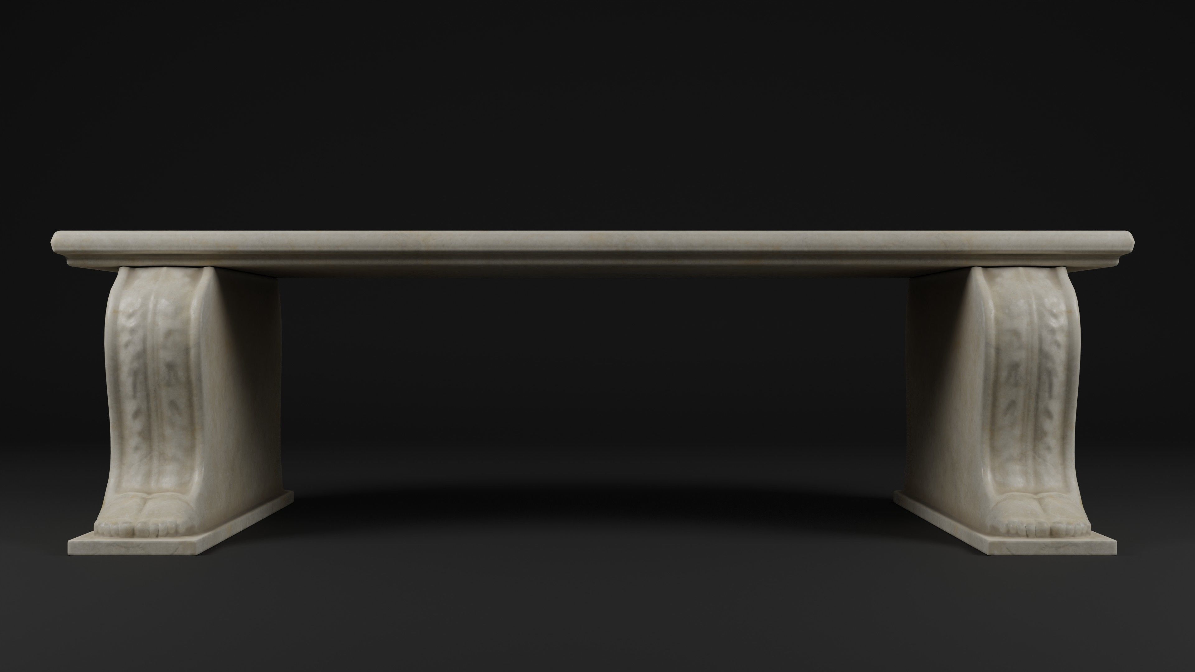 Roman marble bench Low-poly 3D model_2