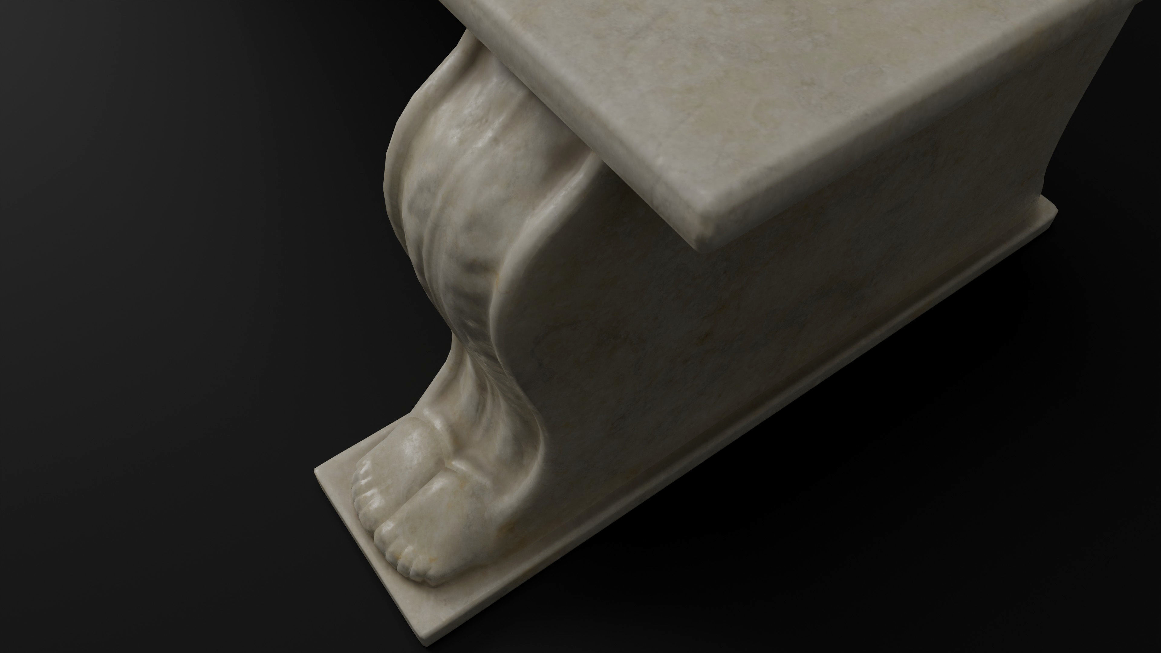 Roman marble bench Low-poly 3D model_3