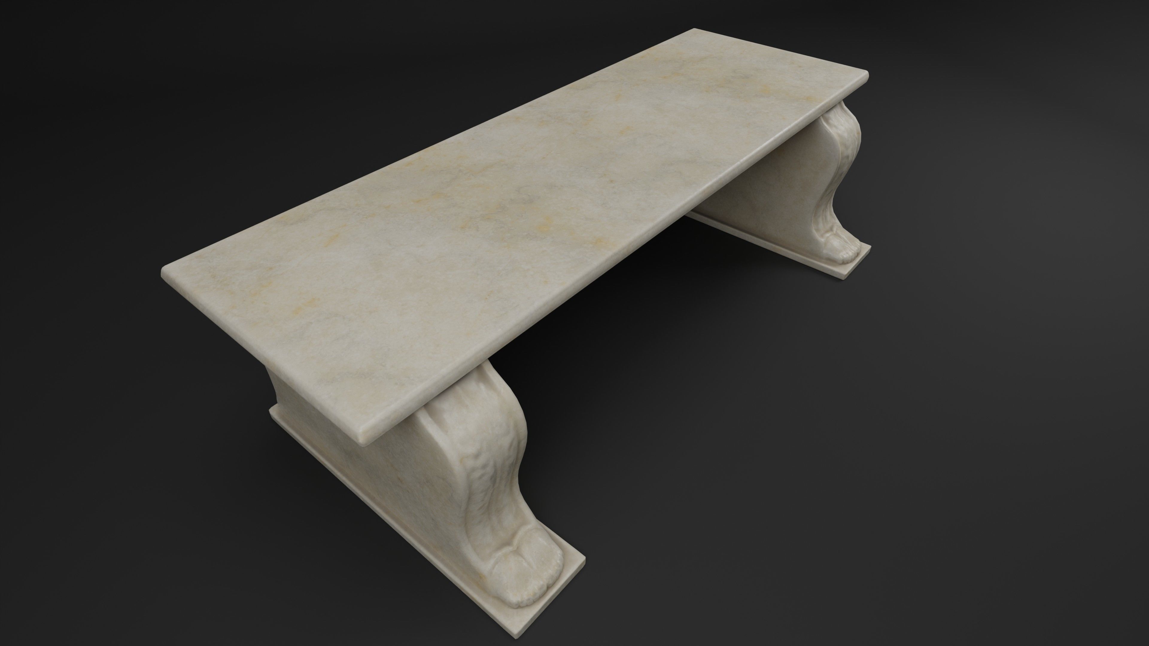 Roman marble bench Low-poly 3D model_4