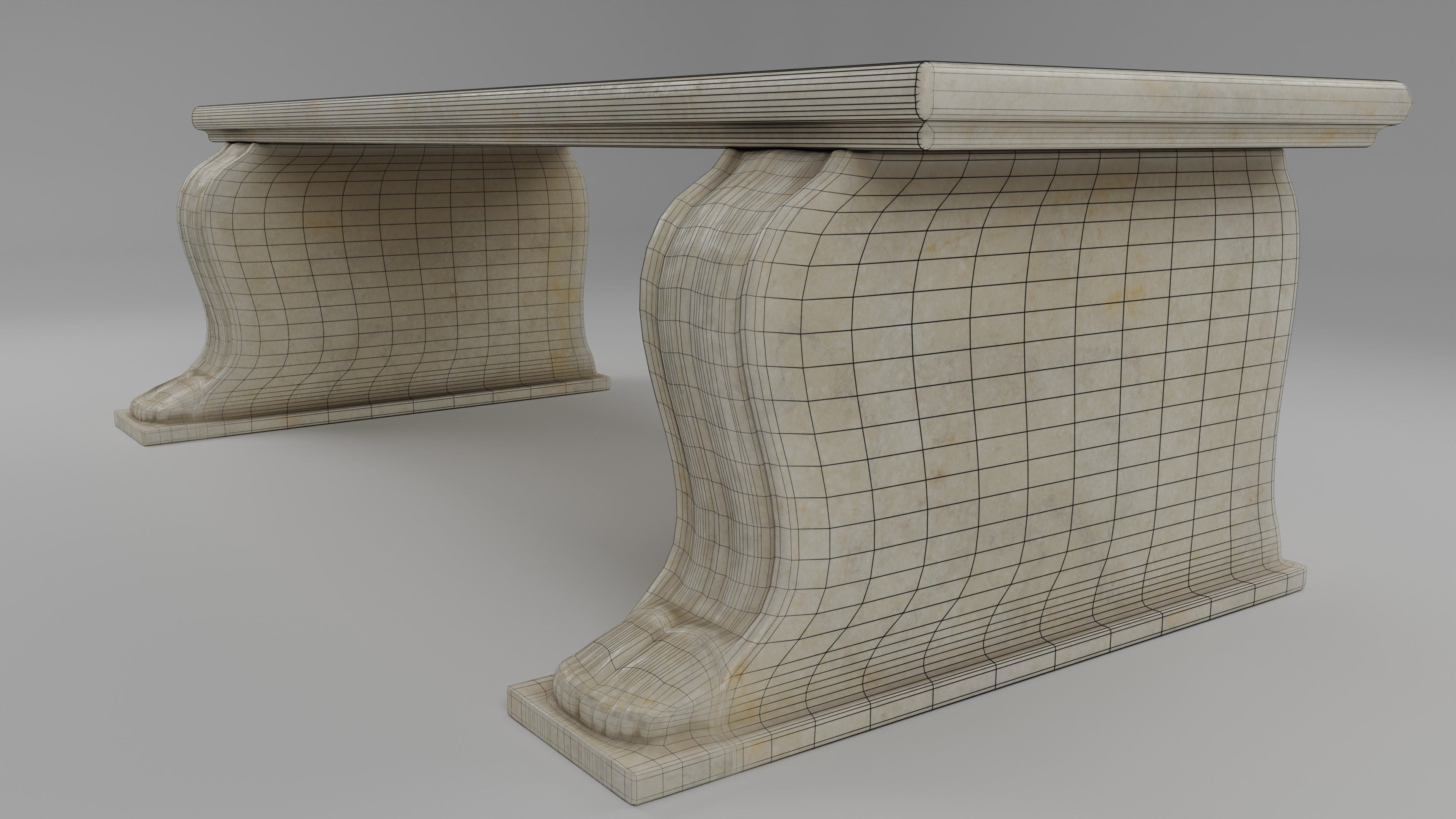 Roman marble bench Low-poly 3D model_7