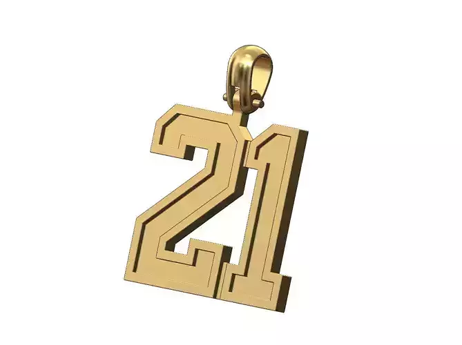 21 twenty one pendant with bail 3D print model