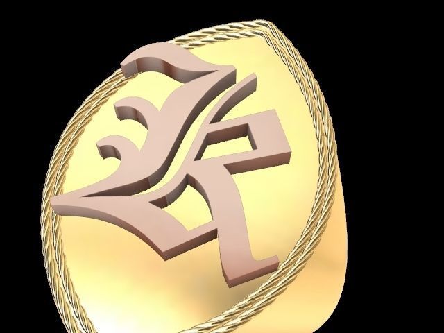 k alphabet ring stl verified  3D print model_6
