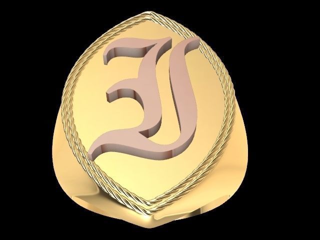 i alphabet ring stl verified  3D print model_4