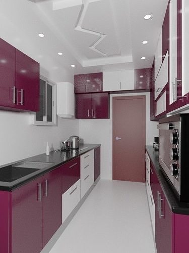 Purple Kitchen Interior Low-poly 3D model