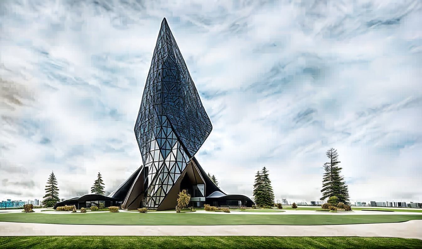 Office Building DECONSTRUCTIVISM 3D model Low-poly 3D model_1